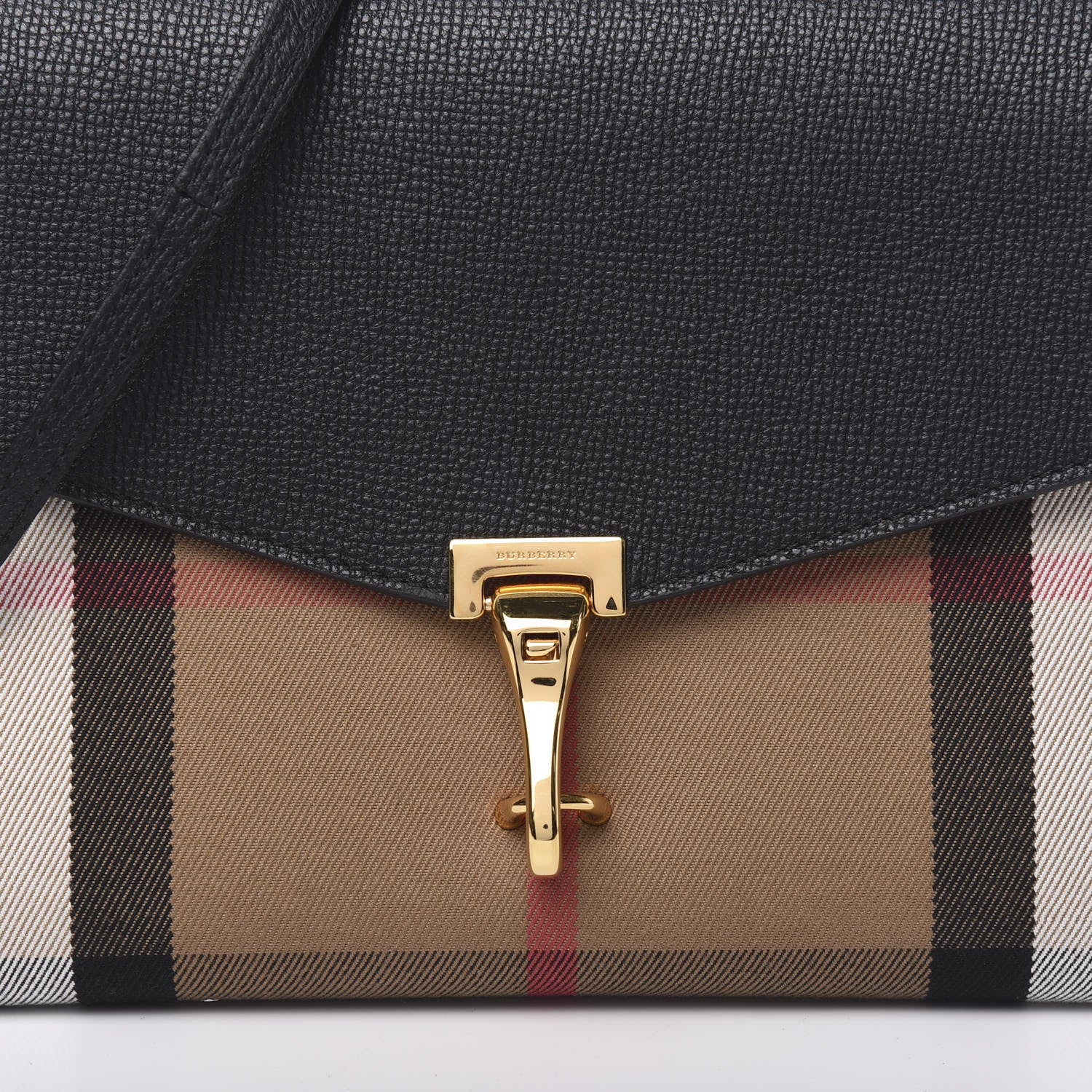 Burberry Derby Calfskin House Check Small Macken Crossbody Bag Black 10 of 11