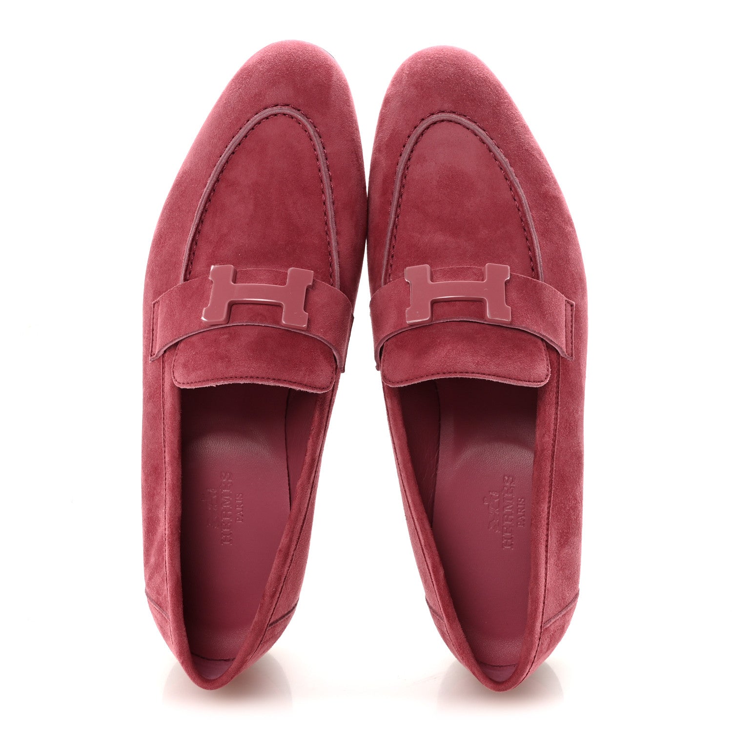 Hermes Suede Goatskin Paris Loafers 37 Rose Aphrodite 2 of 10