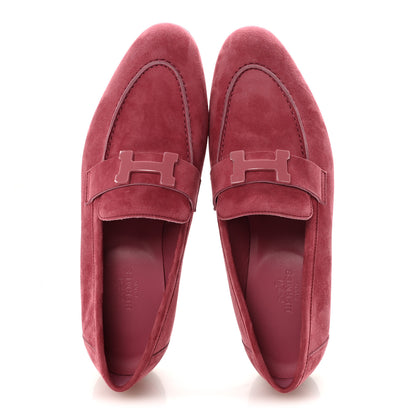 Hermes Suede Goatskin Paris Loafers 37 Rose Aphrodite 2 of 10