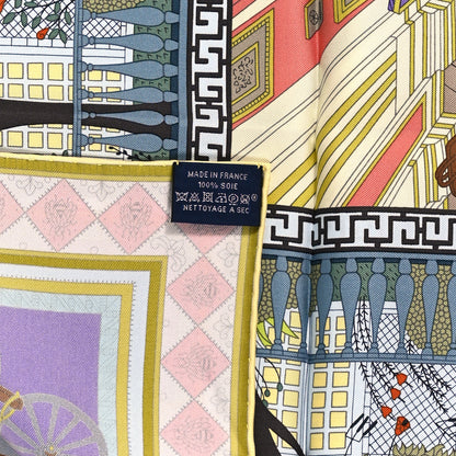 Hermes Silk Objets de Curiosite Scarf 90 Bleu Gris Jaune Soufre Rose 3 of 4