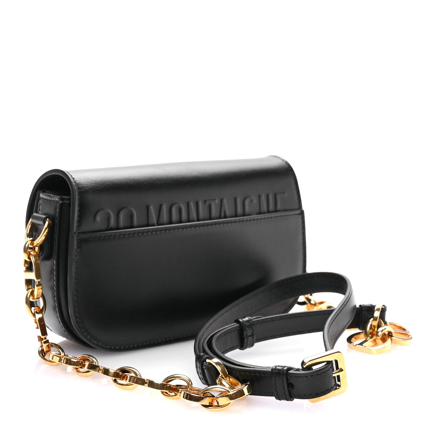 Box Calfskin 30 Montaigne Small Avenue Bag Black