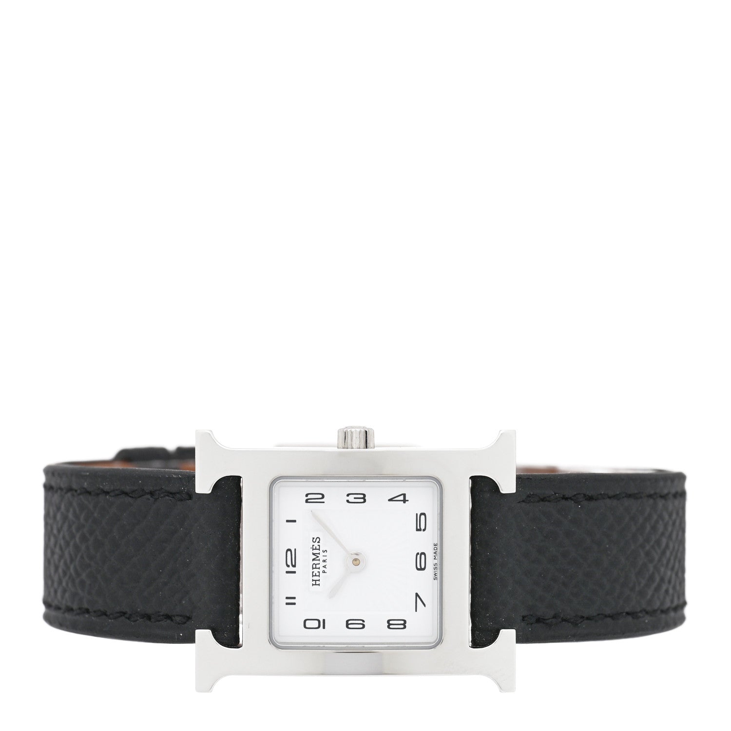 Hermes Stainless Steel Epsom 21mm Heure H Hour Quartz Watch Noir 2 of 5