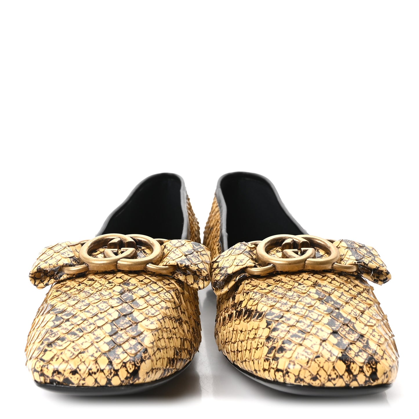 Snakeskin GG Bow Ballet Flats 38 Roccia