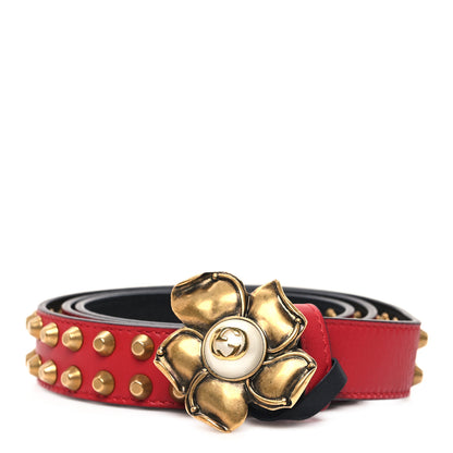 Gucci Calfskin Metal Flower Interlocking G Belt 90 36 Red 1 of 4