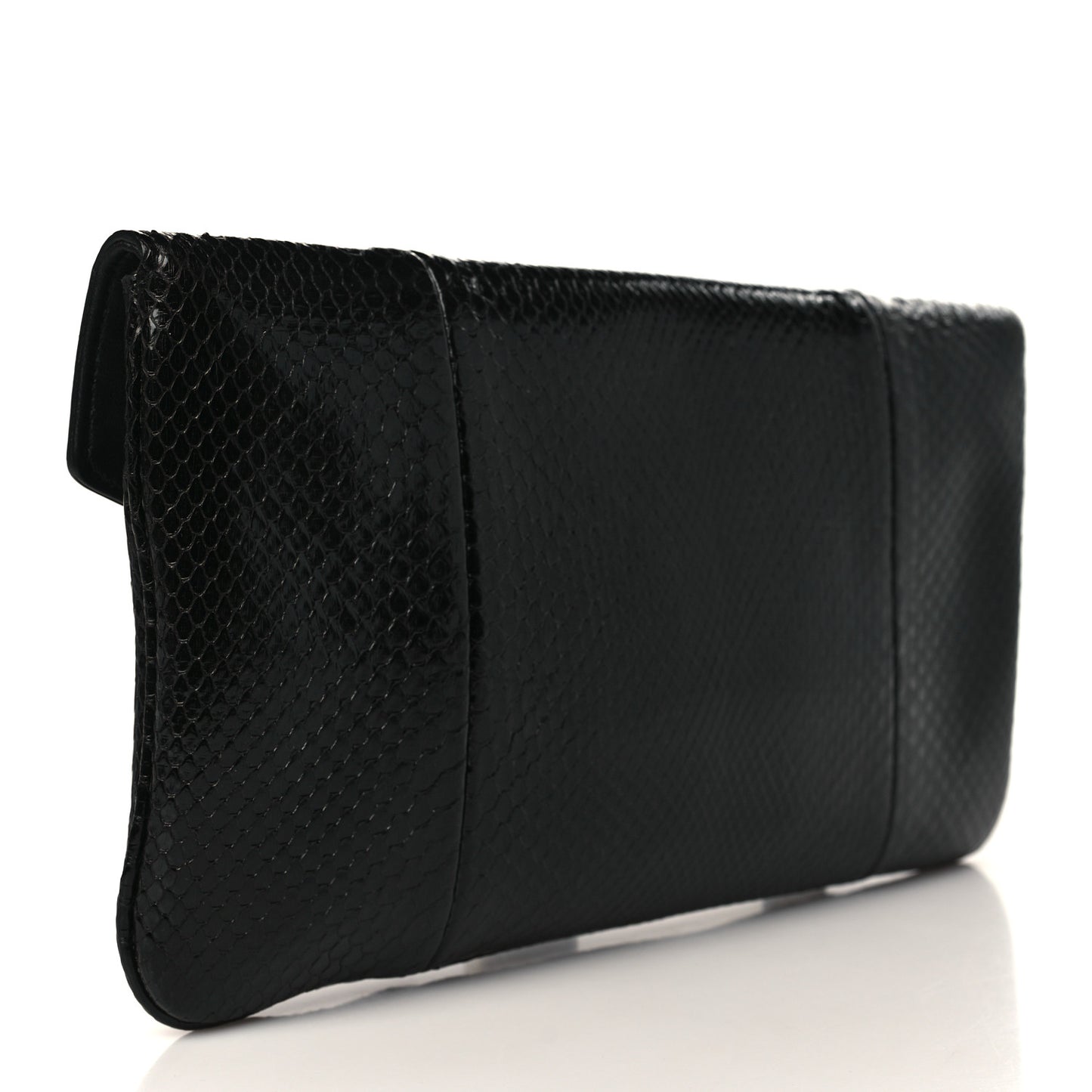 Snakeskin Rajah Broadway Envelope Clutch Black