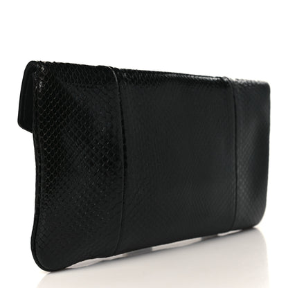 Gucci Snakeskin Rajah Broadway Envelope Clutch Black 3 of 10