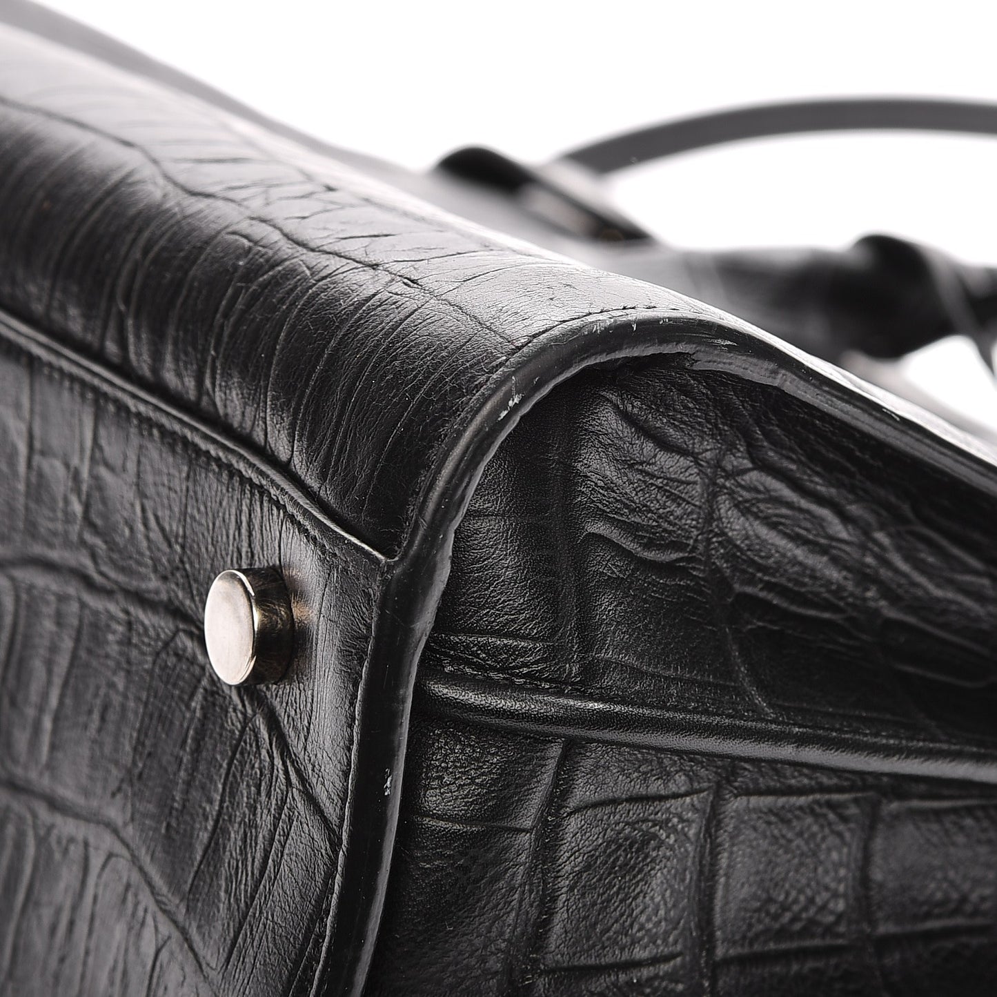 Calfskin Crocodile Embossed Small Sac de Jour Black
