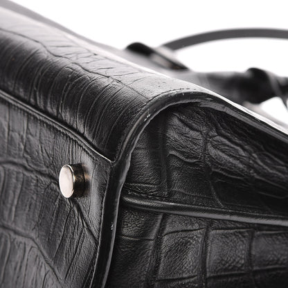 Saint Laurent Calfskin Crocodile Embossed Small Sac de Jour Black 12 of 13