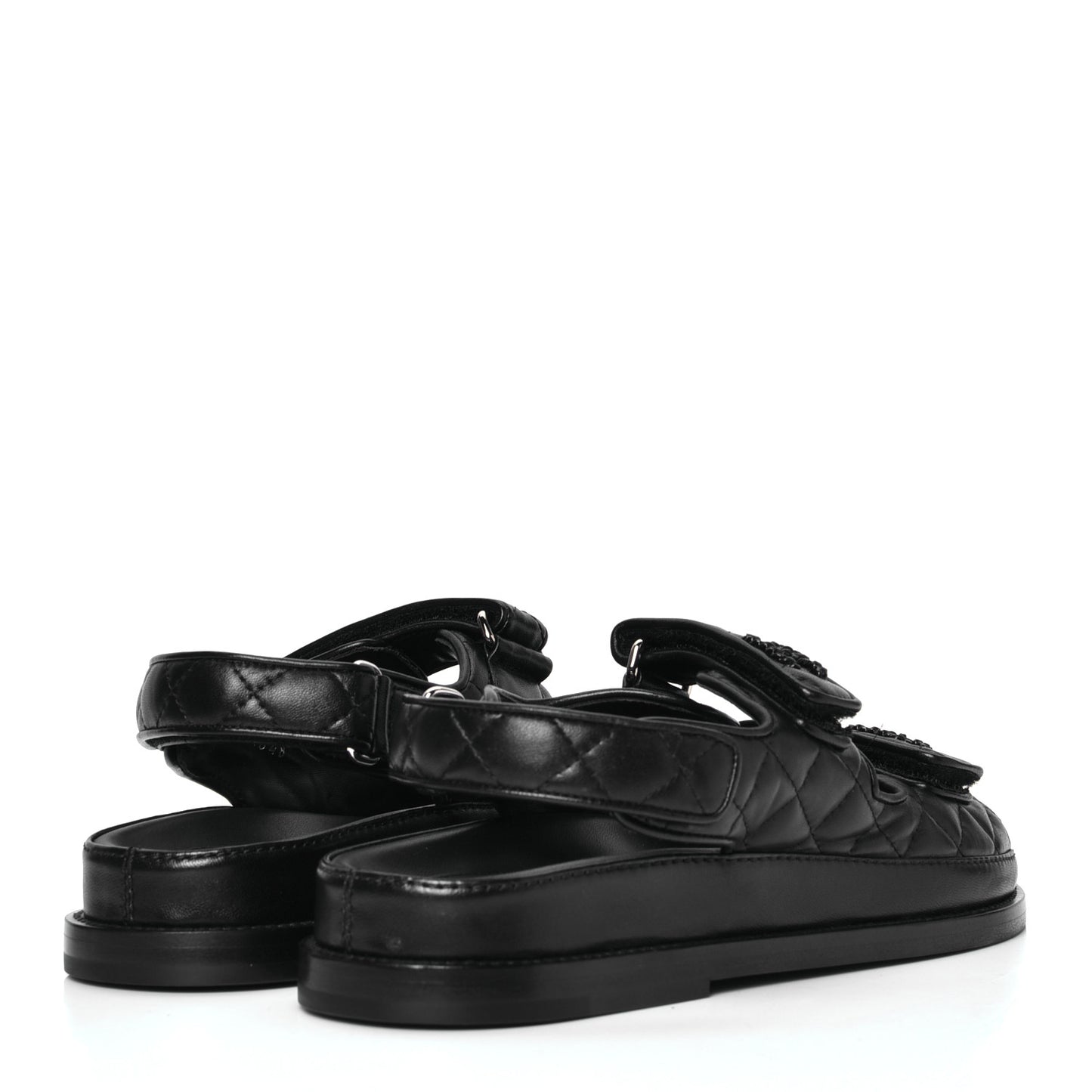 Lambskin Velcro Dad Sandals 36 Black