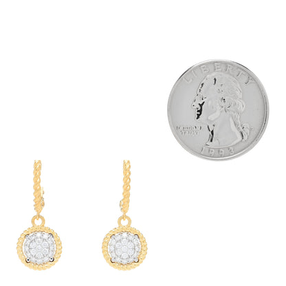 Roberto Coin 18K Yellow White Gold Diamond Barocco Hoop Drop Earrings 2 of 5