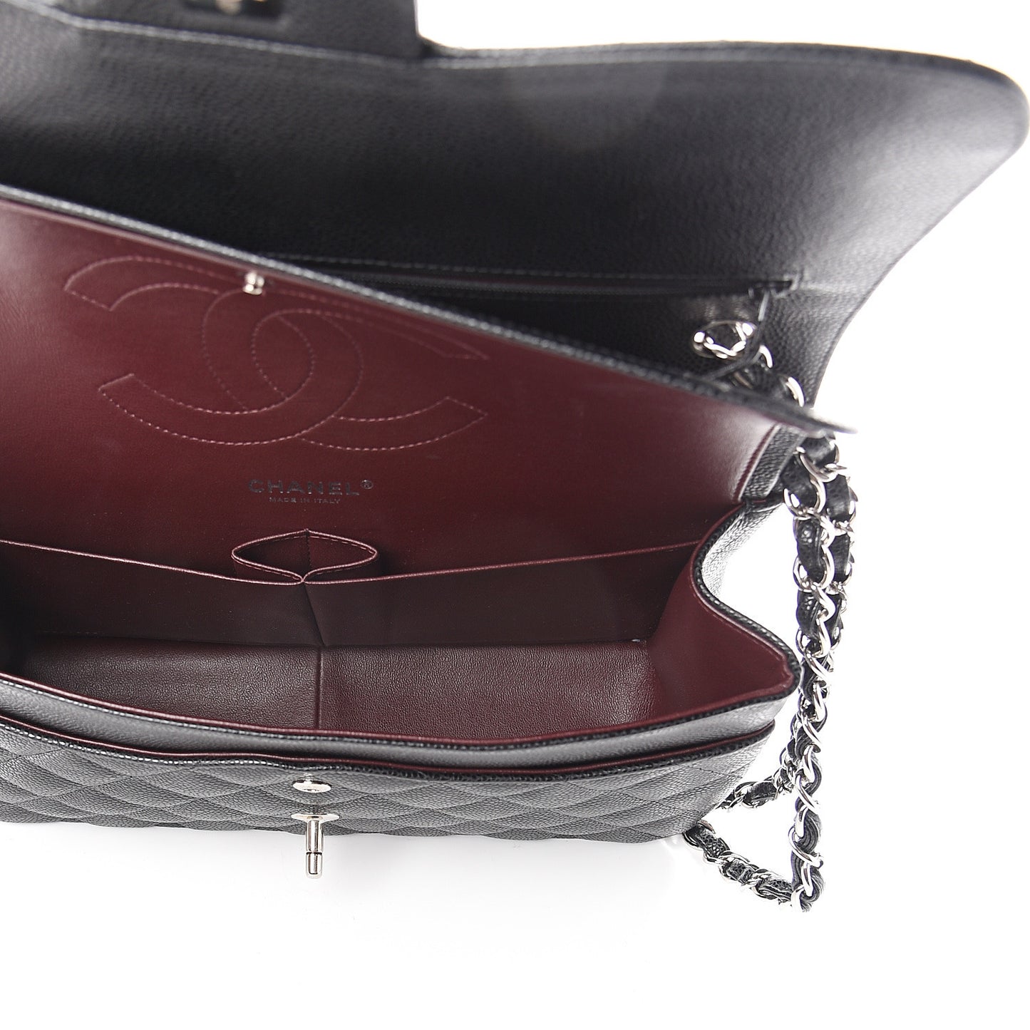 Caviar Quilted Jumbo Double Flap Black