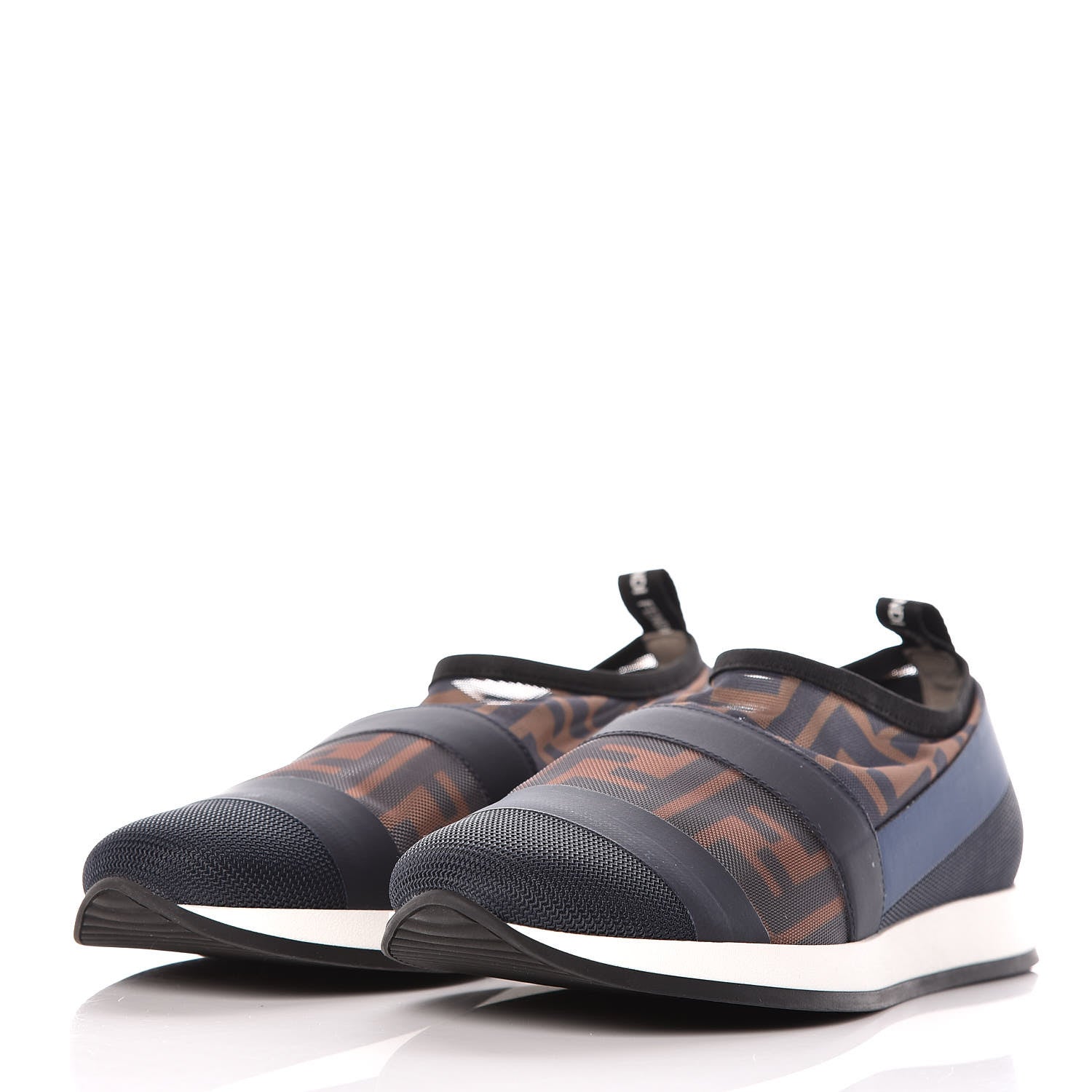 Fendi Technical Mesh Tulle Slip On Sneaker 35 Blue Tobacco 3 of 11