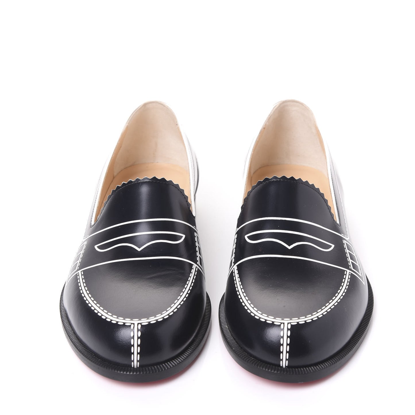 Calfskin Women Mocalaureat Tromp L'oeil Loafers 34.5 Black