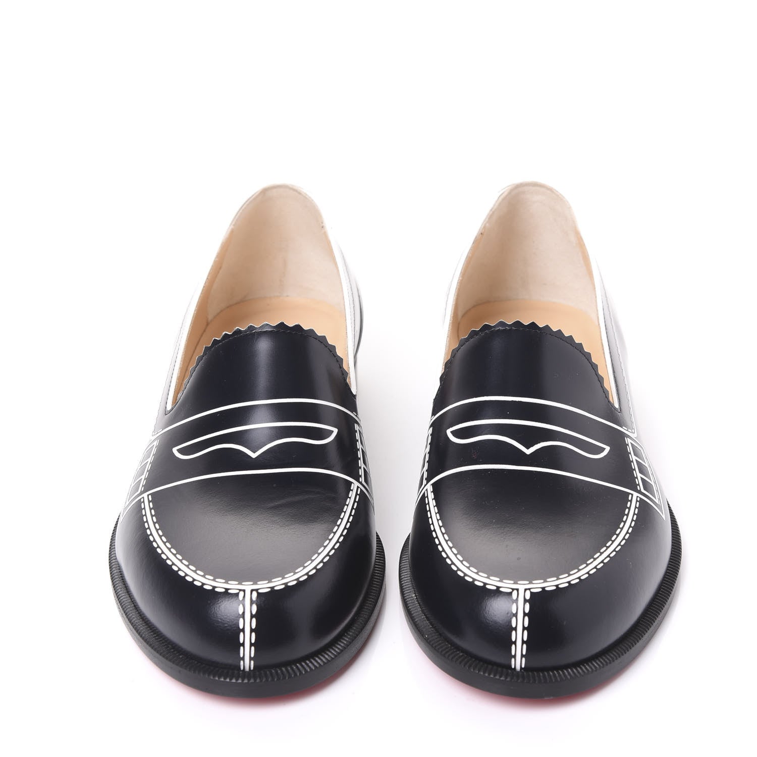 Christian Louboutin Calfskin Women Mocalaureat Tromp L'oeil Loafers 34.5 Black 3 of 8