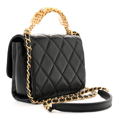 Chanel Lambskin Quilted Mini CC Crystal Logo Chain Flap Black 3 of 11