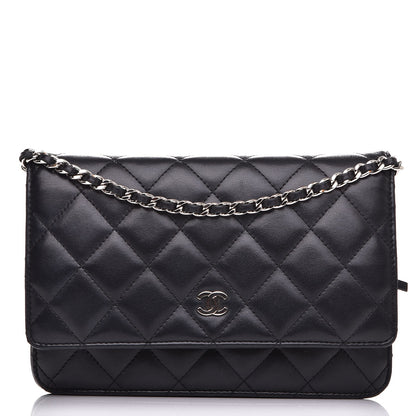 Chanel Lambskin Quilted Wallet On Chain WOC Black 1 of 8