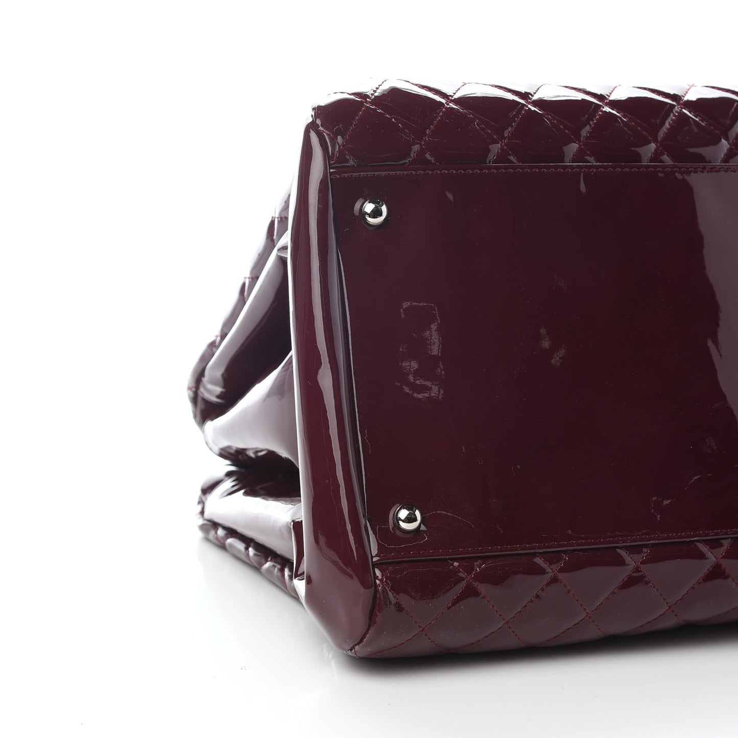 Patent Quilted Large Just Mademoiselle Bowling Bag Plum