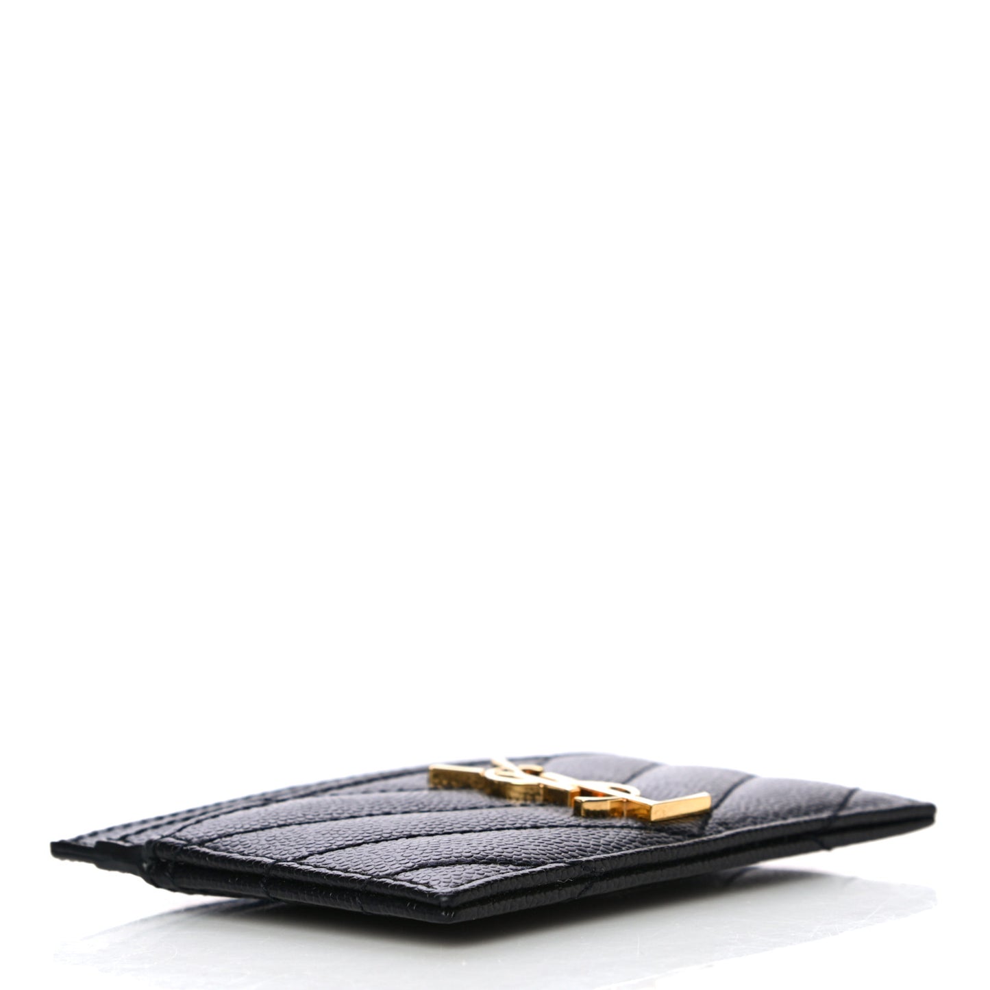 Grain De Poudre Matelasse Chevron Monogram Credit Card Case Black
