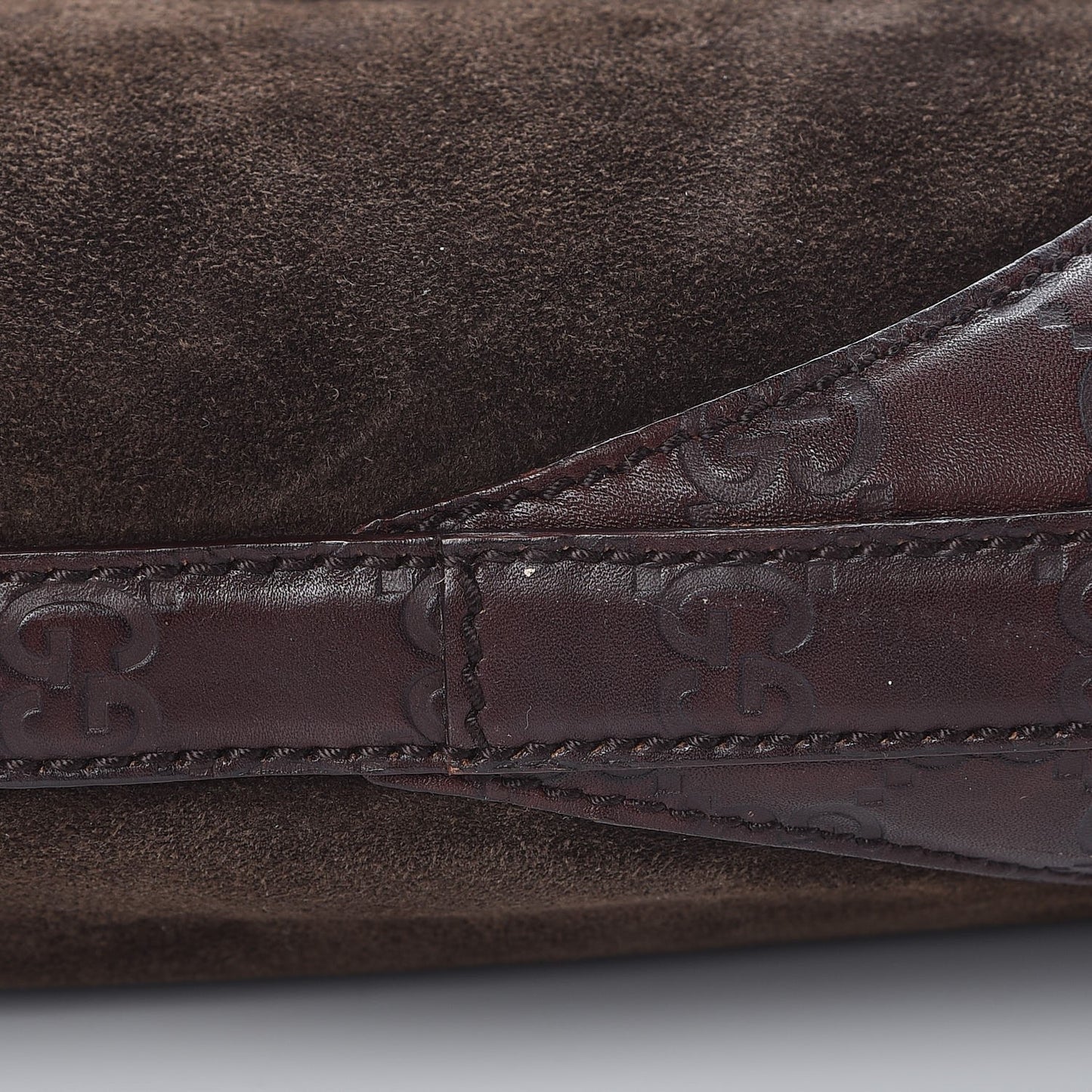 Guccissima Suede Hasler Hobo Dark Brown