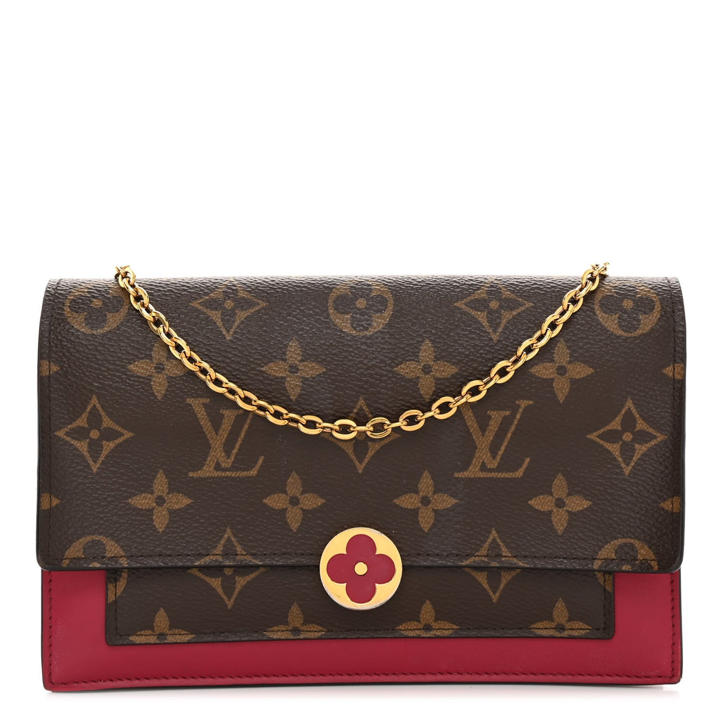 Monogram Flore Chain Wallet Fuchsia
