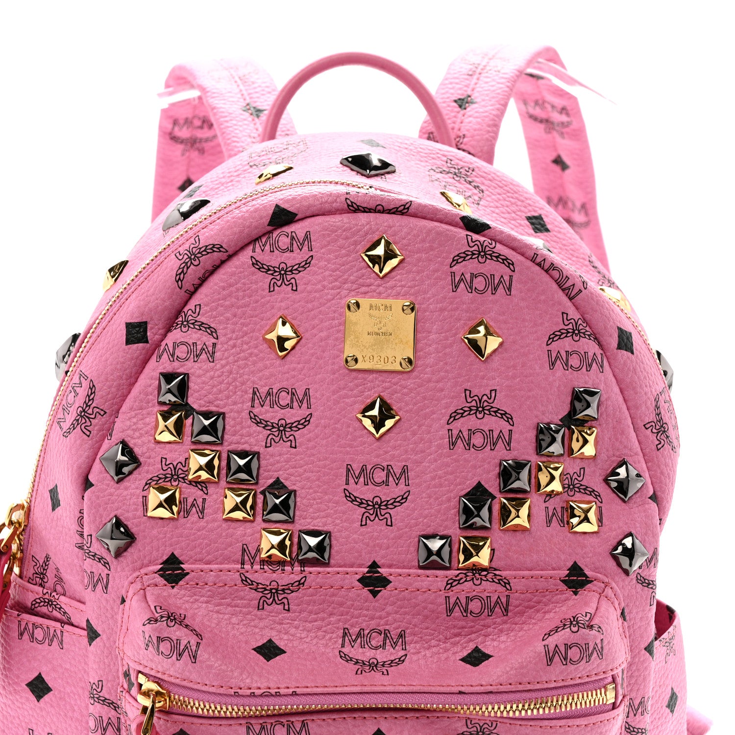 MCM Visetos Studded Small Stark M Backpack Pink 1834793 – FASHIONPHILE