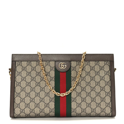 Gucci GG Supreme Monogram Web Medium Ophidia Chain Shoulder Bag Brown 1 of 9