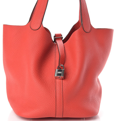 Hermes Taurillon Clemence Picotin Lock 22 MM Rouge Tomate 7 of 9