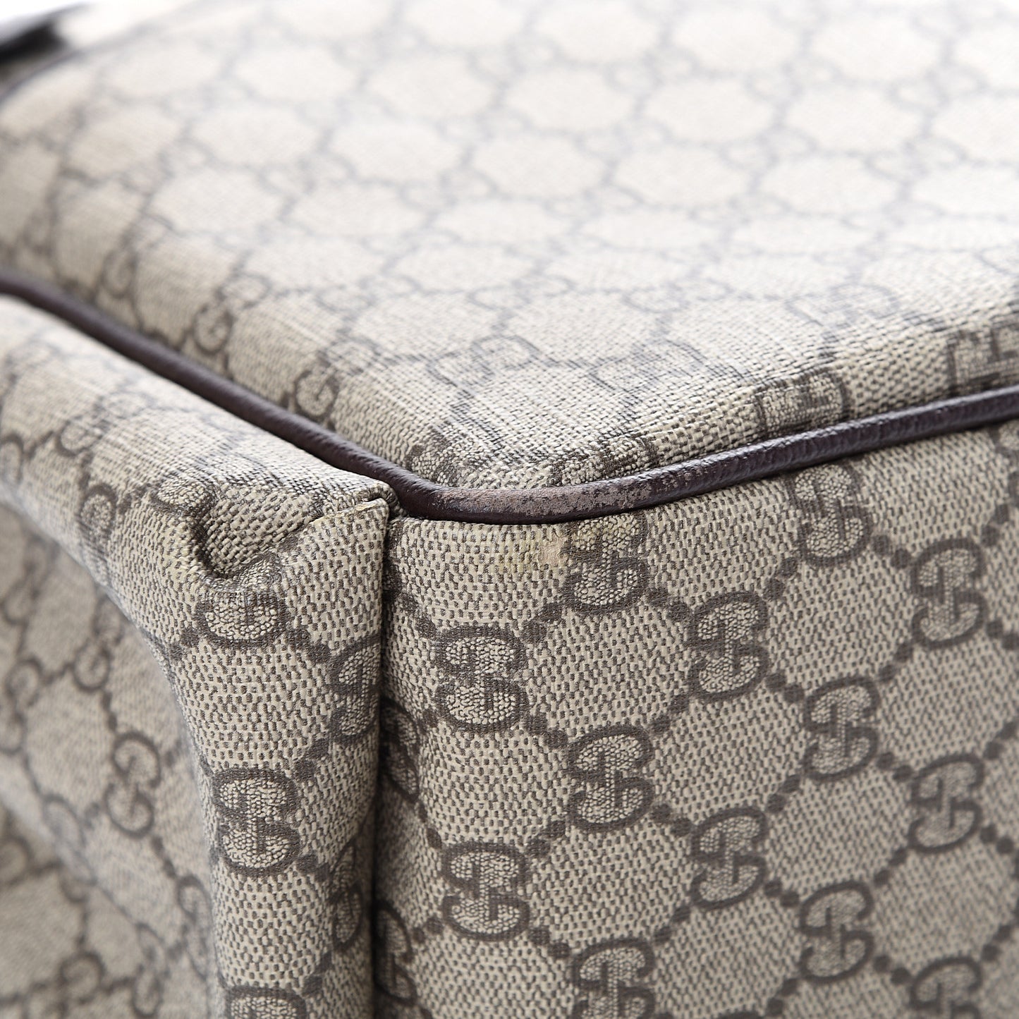 GG Supreme Monogram Selleria Calfskin Large Diaper Bag Beige Ebony Cocoa Dark Chocolate