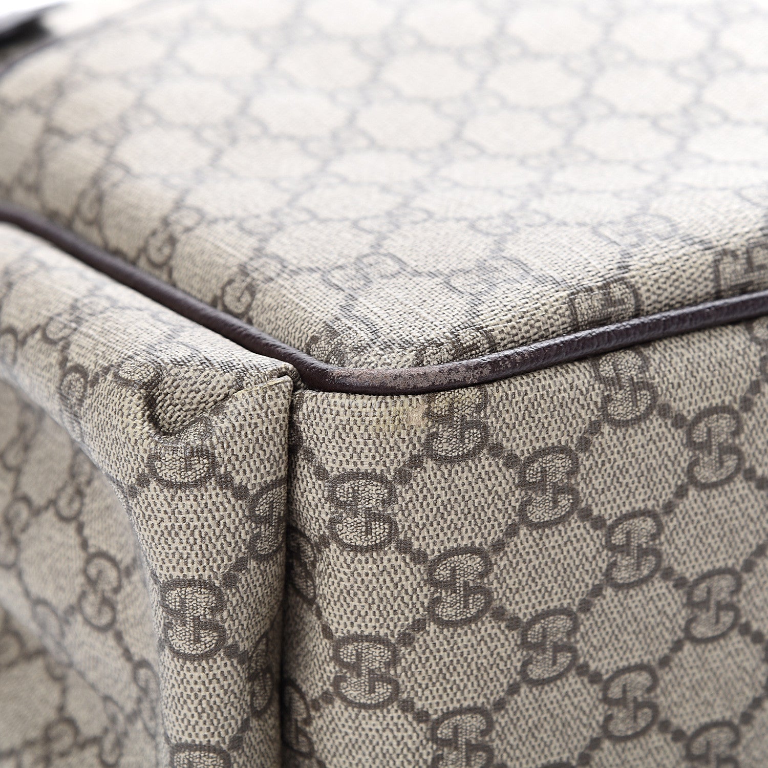 Gucci GG Supreme Monogram Selleria Calfskin Large Diaper Bag Beige Ebony Cocoa Dark Chocolate 12 of 12