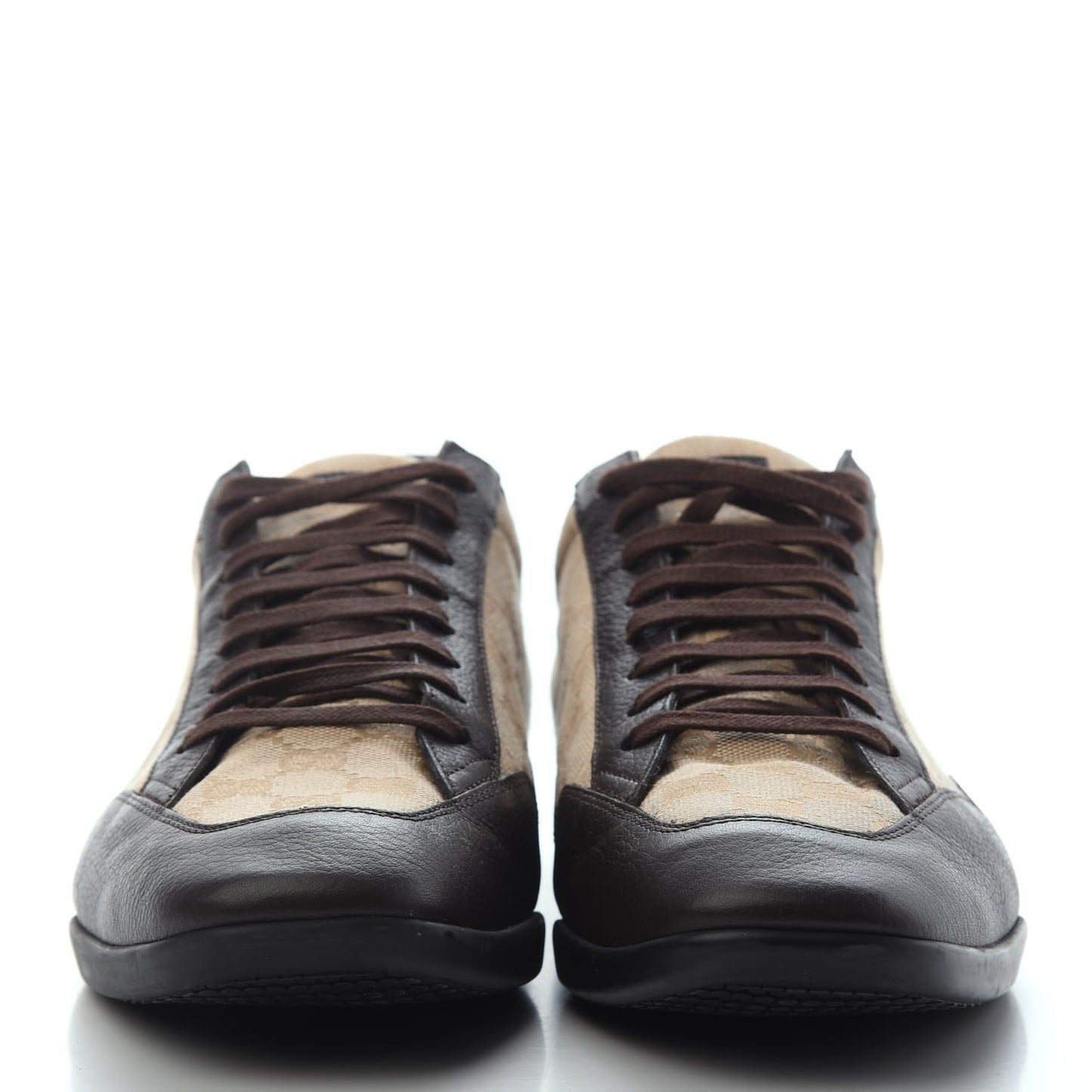 GG Monogram Calfskin Mens Sneakers 12 Dark Brown