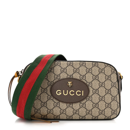 Gucci GG Supreme Monogram Web Neo Vintage Shoulder Bag Beige New Acero Crop 1 of 11