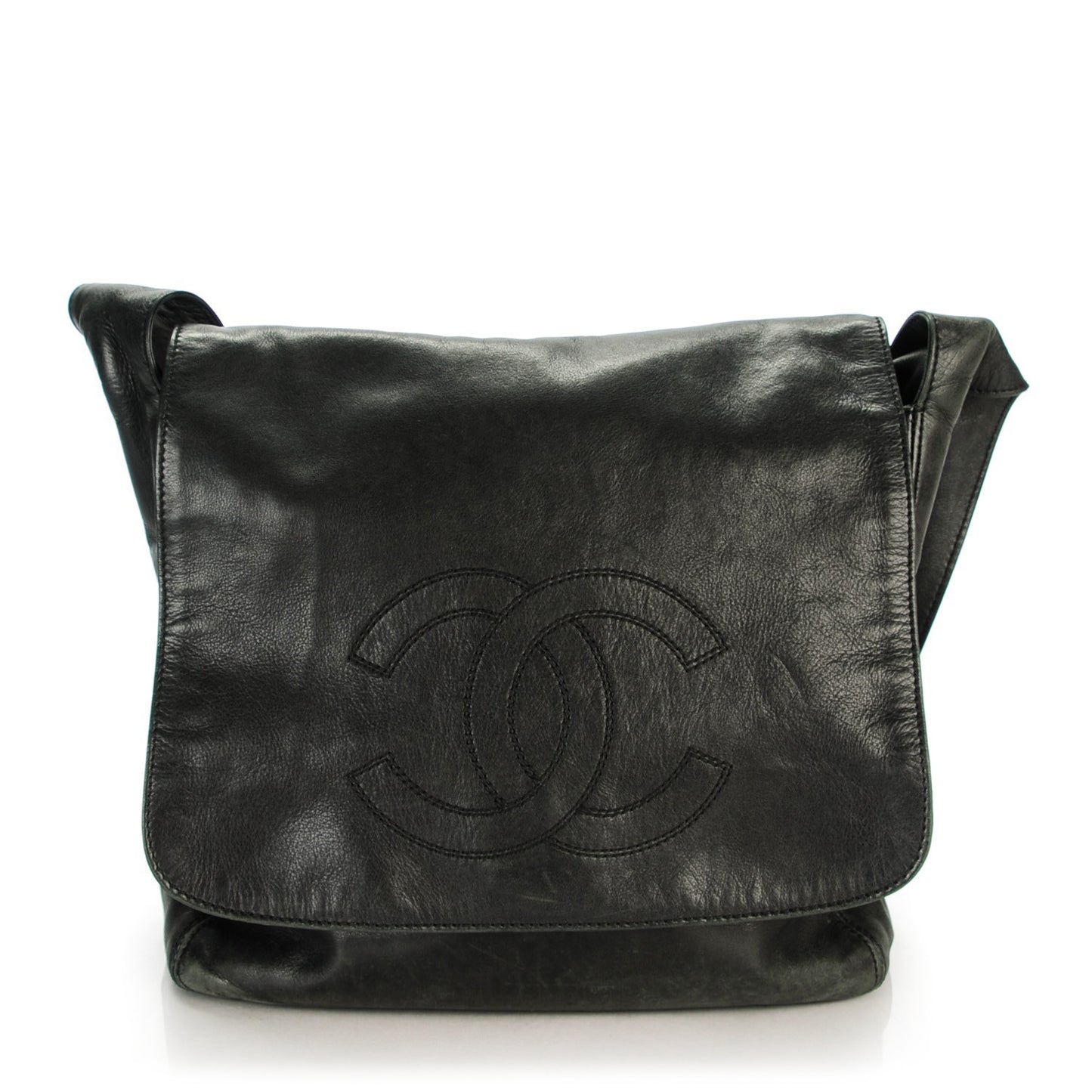Lambskin Quilted CC Flap Shoulder Bag Black
