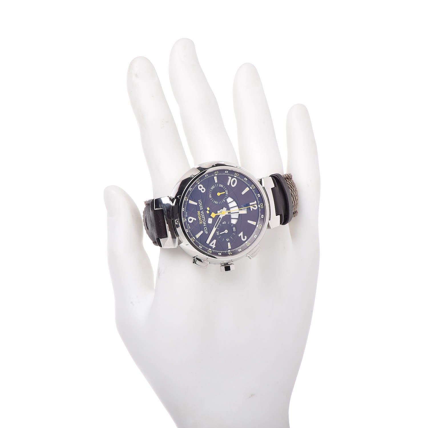 Louis Vuitton Stainless Steel Calfskin 44mm Tambour Regate Chronograph Automatic Watch Brown 2 of 8
