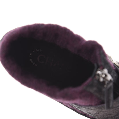 Chanel Iridescent Calfskin Wool Short Boot 38 Dark Purple 6 of 6