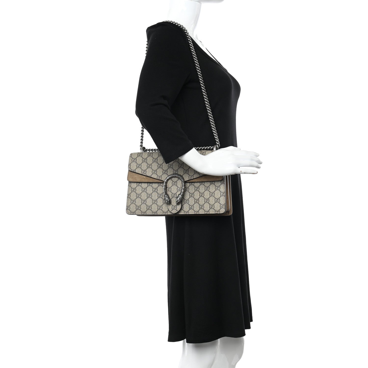Gucci GG Supreme Monogram Small Dionysus Shoulder Bag Taupe 2 of 11