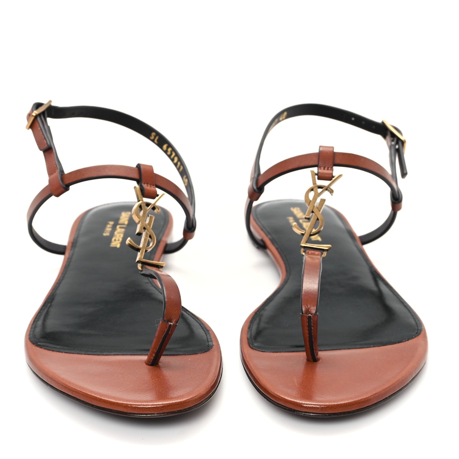 Saint Laurent Calfskin Maine Cassandra Monogram 05 Sandals 40 New Papaya 3 of 10