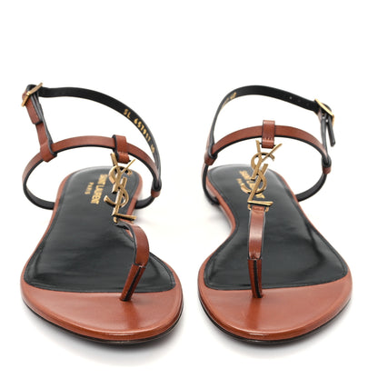 Saint Laurent Calfskin Maine Cassandra Monogram 05 Sandals 40 New Papaya 3 of 10
