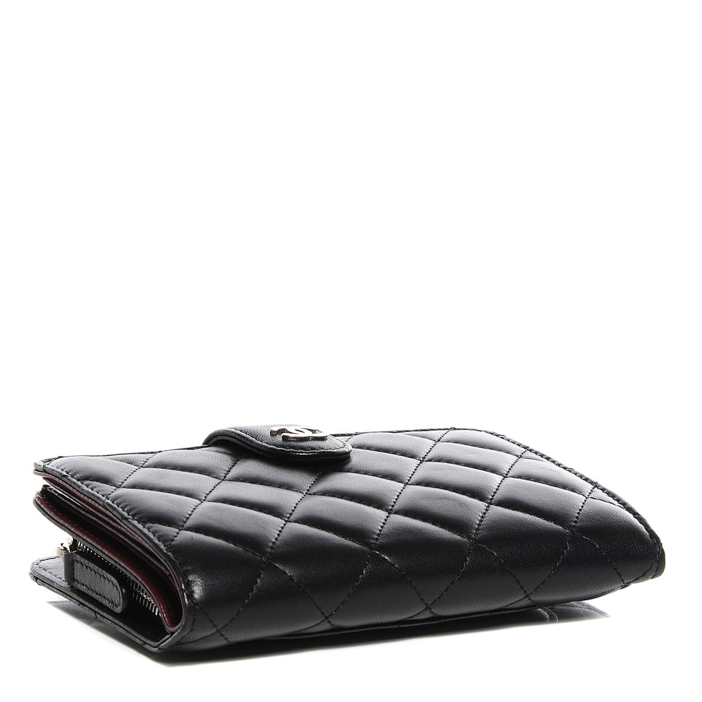Lambskin Quilted L-Zip Pocket Wallet Black