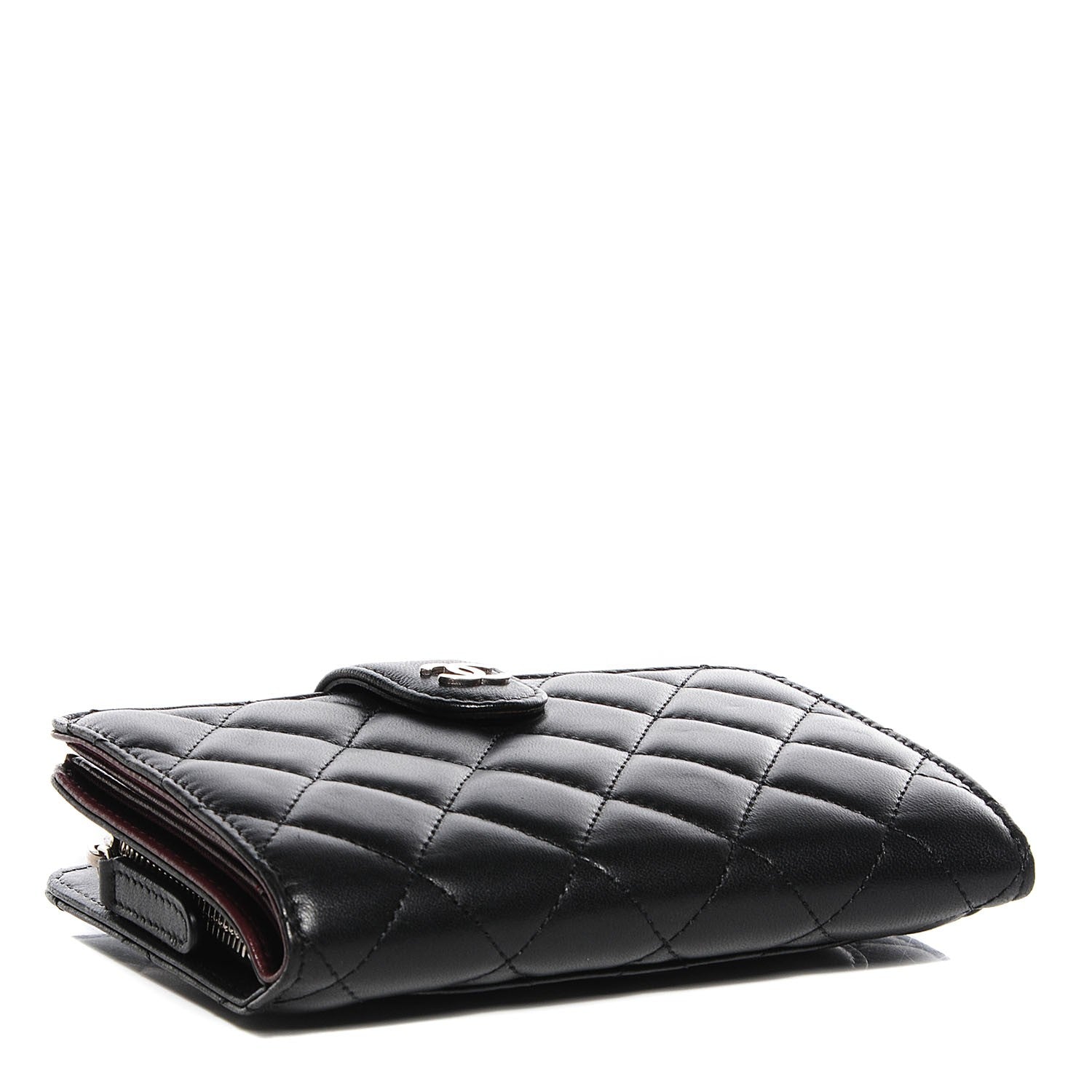Chanel Lambskin Quilted L-Zip Pocket Wallet Black 4 of 7