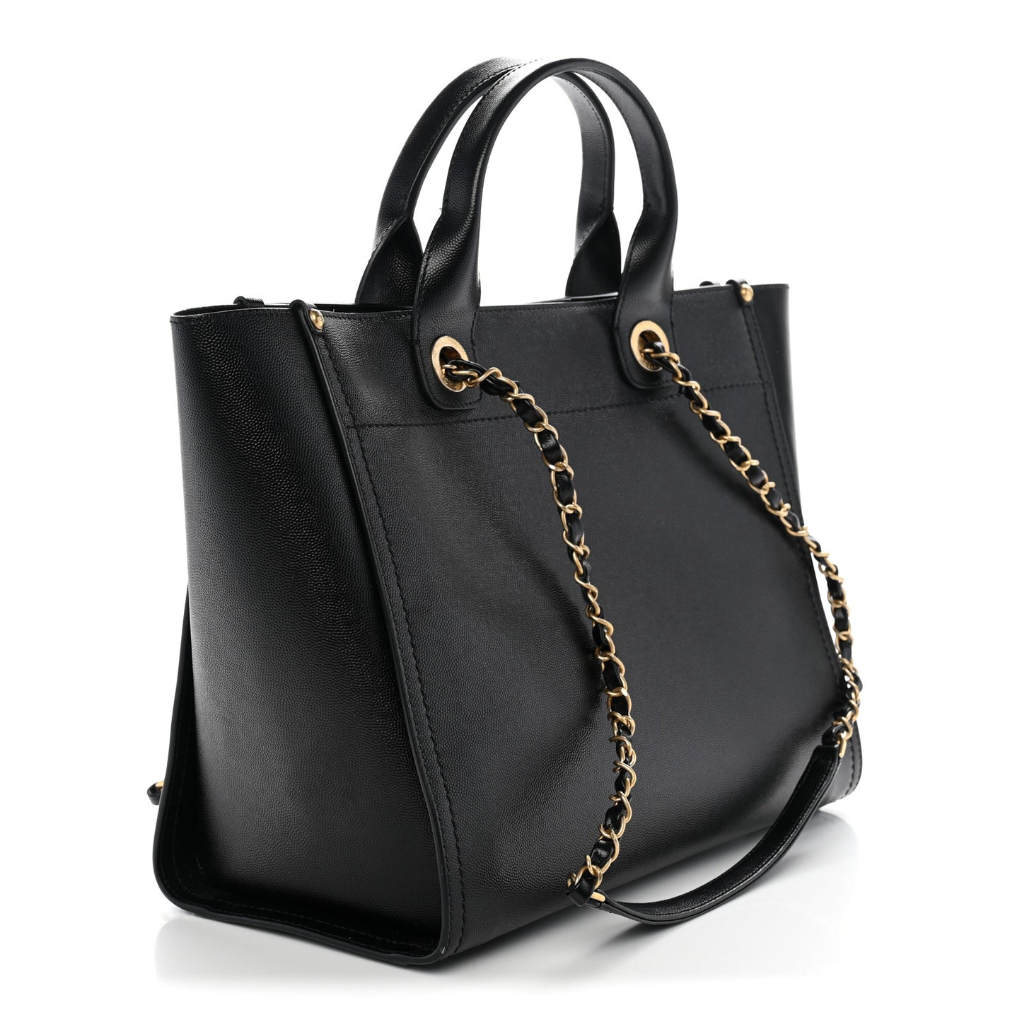 Caviar Small Studded Deauville Tote Black