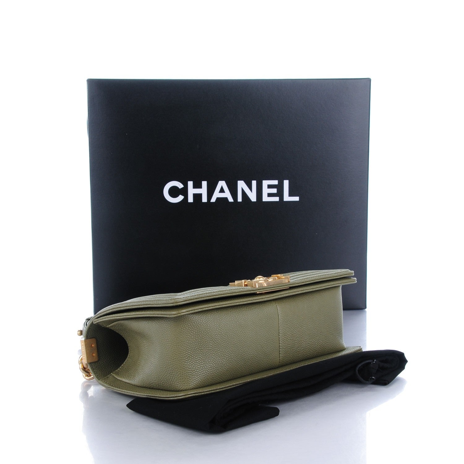 Chanel Caviar Quilted Medium Boy Flap Khaki 4 of 8