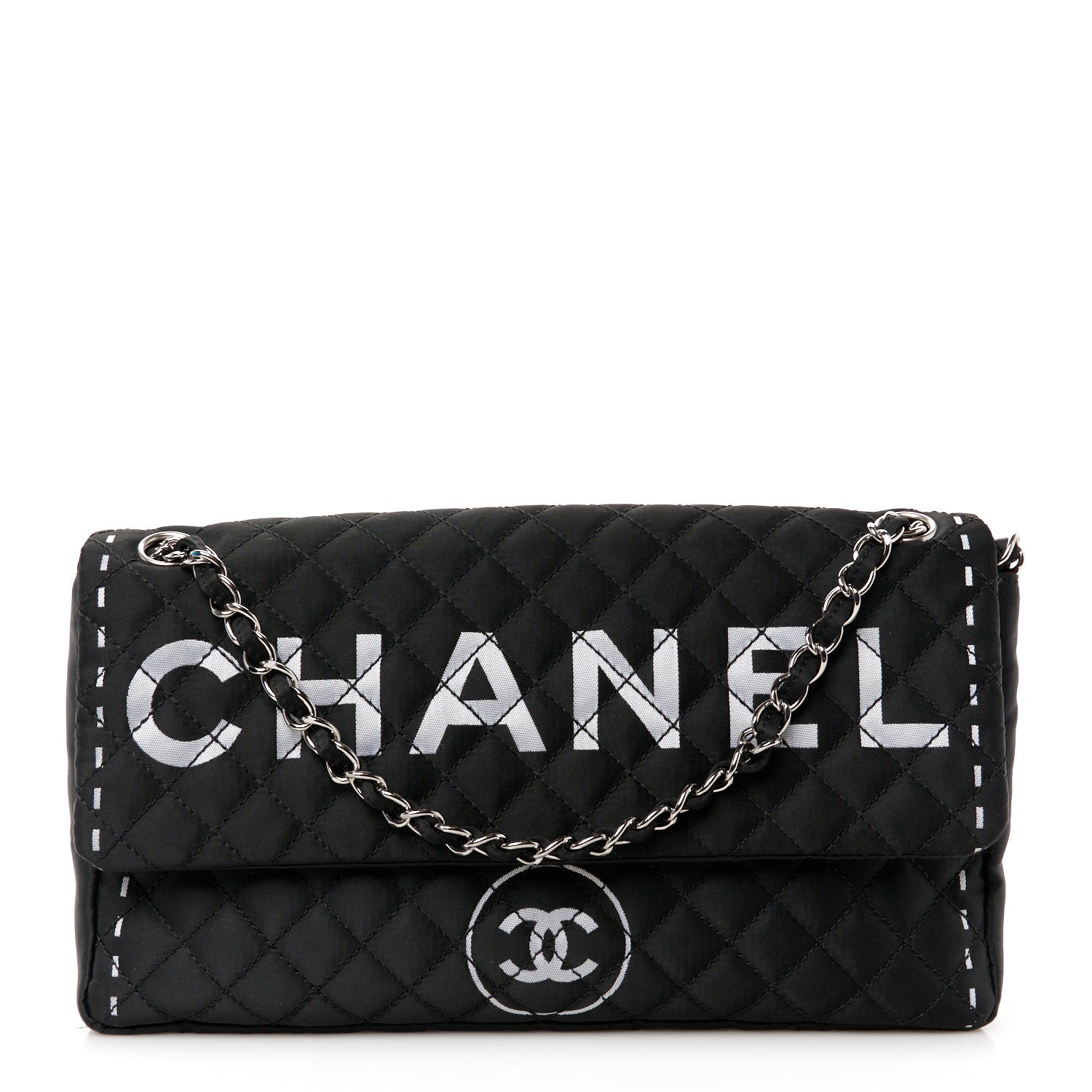 Chanel Nylon Quilted Logo Flap Black 1 of 11