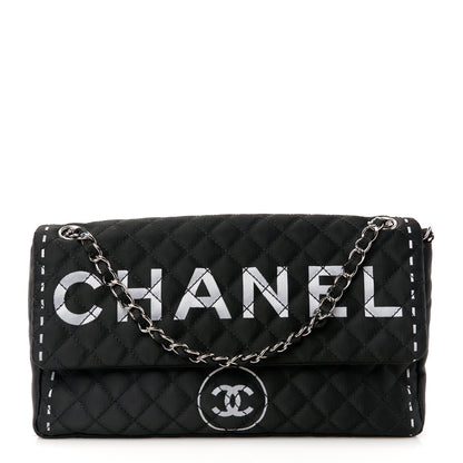 Chanel Nylon Quilted Logo Flap Black 1 of 11