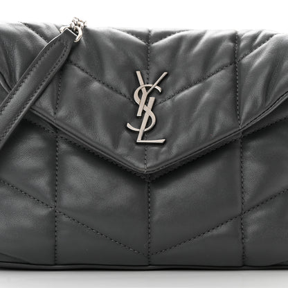 Saint Laurent Lambskin Quilted Mini Loulou Puffer Monogram Chain Satchel Storm 8 of 16