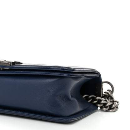 Chanel Grained Calfskin Quilted Medium Boy Flap Navy 10 of 11