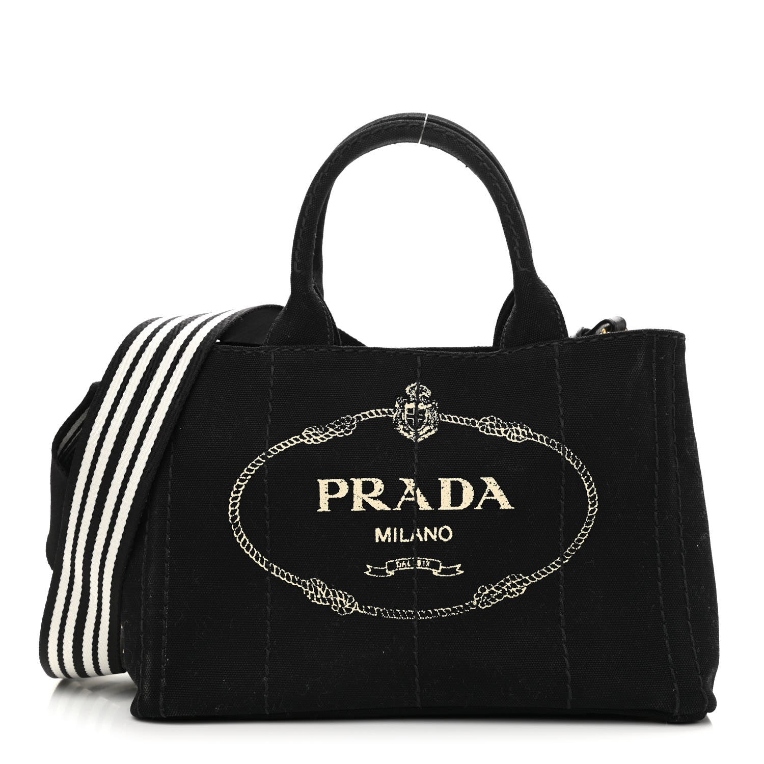 Prada Canapa Small Logo Tote Black Talco 1 of 12