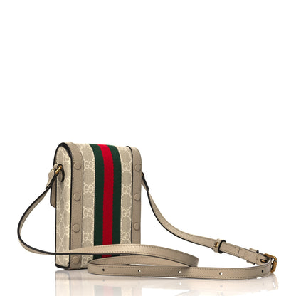 Gucci GG Supreme Monogram Textured Calfskin Web Mini Ophidia Messenger Beige Mystic White Oatmeal 2 of 9