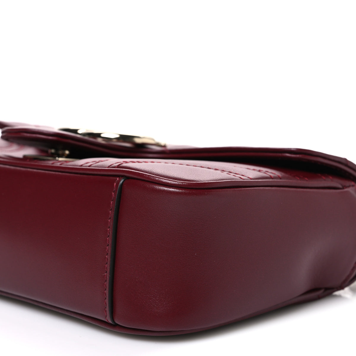 Calfskin Matelasse Mini GG Marmont Shoulder Bag Rosso Ancora