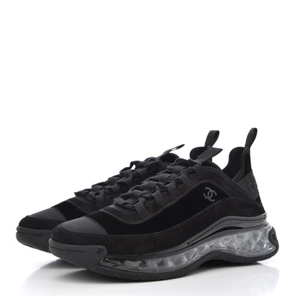 Chanel Suede Calfskin Velvet Grosgrain CC Sneakers 40.5 Black 3 of 9