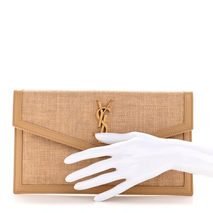 Saint Laurent Micro Raffia Uptown Pouch Natural Hay Blush 2 of 7